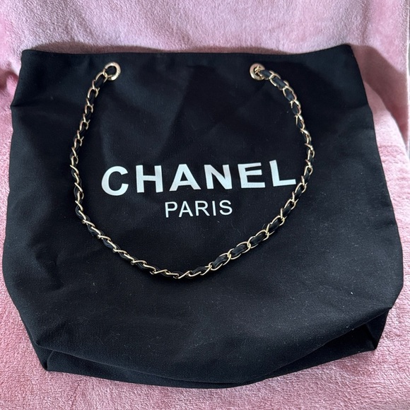 CHANEL Black Tote with Gold Chain Detail - Picture 1 of 5